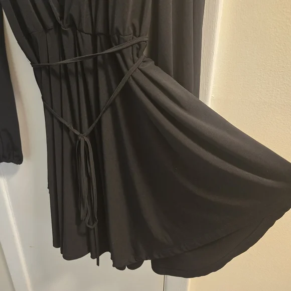 Elegant Black Wrap Dress Long Sleeves Size 3XL - Picture 3 of 12